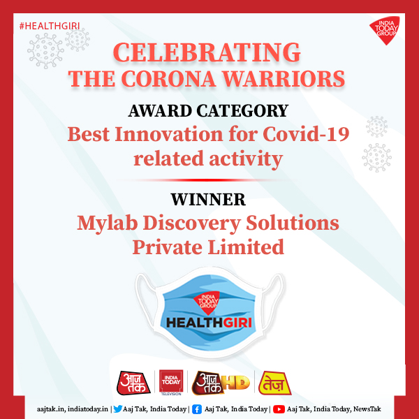 IndiaToday (@indiatoday) on Twitter photo #Healthgiri Award 2020 for Best Innovation for Covid-19 related activity goes to Mylab Discovery Solutions Private Limited (<a href="/MylabSolutions/">Mylab Discovery Solutions</a>)
Full coverage - bit.ly/Safaigiri2020 #Healthgiri Award 2020 for Best Innovation for Covid-19 related activity goes to Mylab Discovery Solutions Private Limited (<a href="/MylabSolutions/">Mylab Discovery Solutions</a>)
Full coverage - bit.ly/Safaigiri2020
