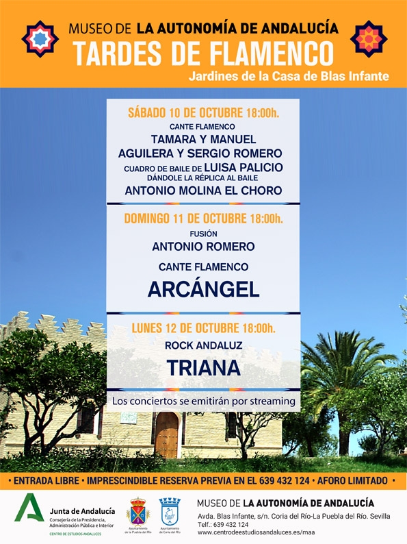 Cultura | Los Jardines de la Casa de Blas Infante, en el Museo de la Autonomía, acogerán un interesante ciclo de "Tardes de Flamenco" en el que participarán grandes artistas. El aforo será limitado y los conciertos se retransmitirán vía streaming.

#LaPueblahoy #TDSProvincia