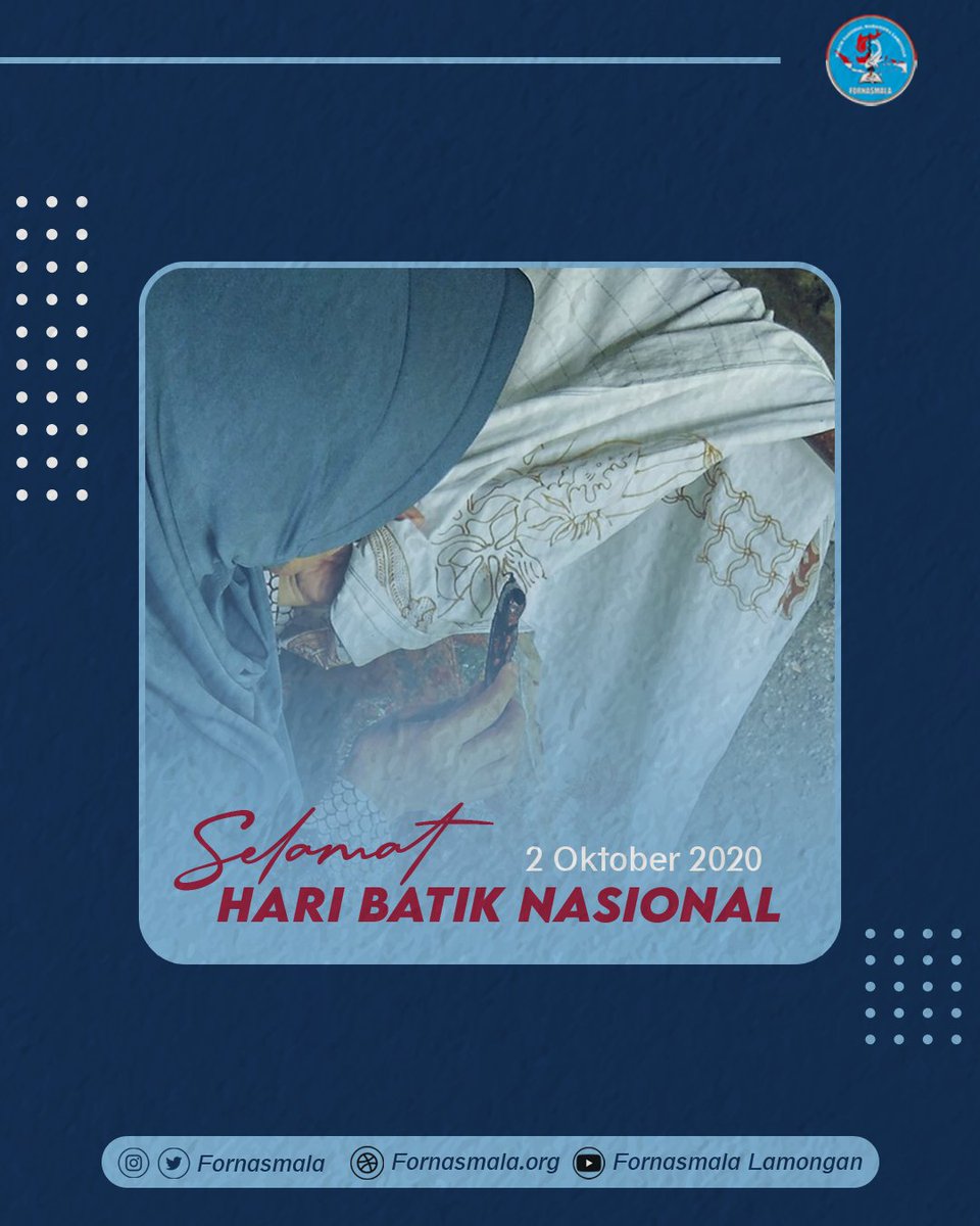 fornasmala's tweet photo. [Hari Batik Nasional]
Selamat Hari Batik Nasional 2 Oktober 2020.
Bangga pakai batik daerah.
Lestarikan batik kita dengan memakainya
#fornasmala #lamongan #HariBatikNasional https://t.co/M6OOgtCxBe