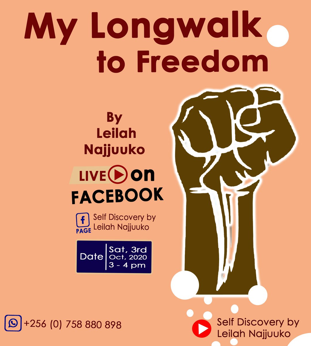Trumpet_Graphix's tweet photo. Join the conversation tomorrow on Facebook as Leilah Najjuuko shares her longwalk to Freedom.

Online Graphics Credit: @Trumpet_Graphix https://t.co/tKMdS5Z4o6