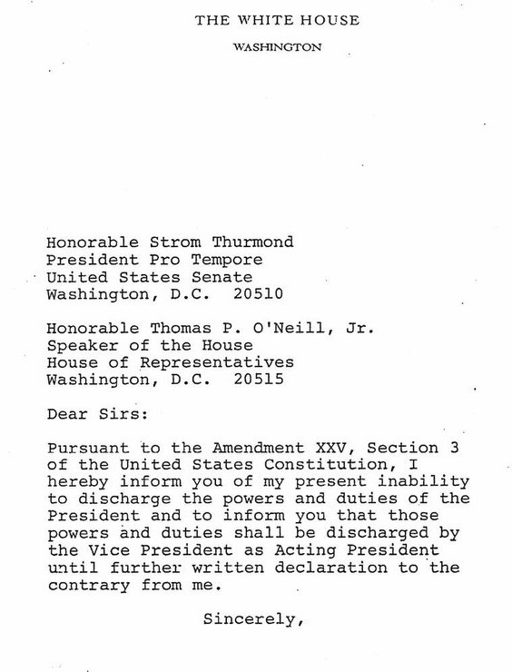 Michael Beschloss On Twitter Here Is The Draft Of A Letter To Be Sent By President Reagan Passing Power To Vice President Bush Under 25th Amendment After His March 1981 Shooting It Was Michael Beschloss On Twitter Here Is The Draft Of A Letter To Be Sent By President Reagan Passing Power To Vice President Bush Under 25th Amendment After His March 1981 Shooting It Was