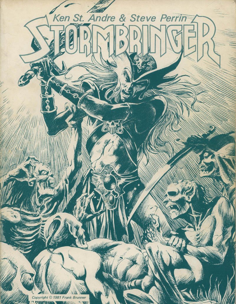 To aid his role as Eternal Champion - and to provide his sickly body with strength - Elric wields the runesword Stormbringer: a sentient weapon that feeds on souls. However he must feed it souls whenever he draws it - a curse that causes him bitter grief.