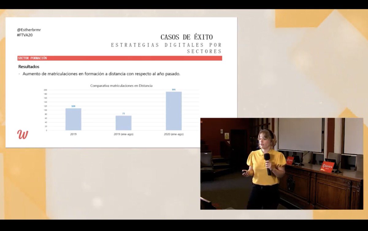 Wanatop's tweet photo. .@Estherbrmr: "Ejemplo de empresa que ha logrado doblegar la barrera de la teleformación.

¿Cómo? Adaptando el modelo y la estrategia del negocio hacia el online."

#XVFTVA https://t.co/sWcRcU1yF1