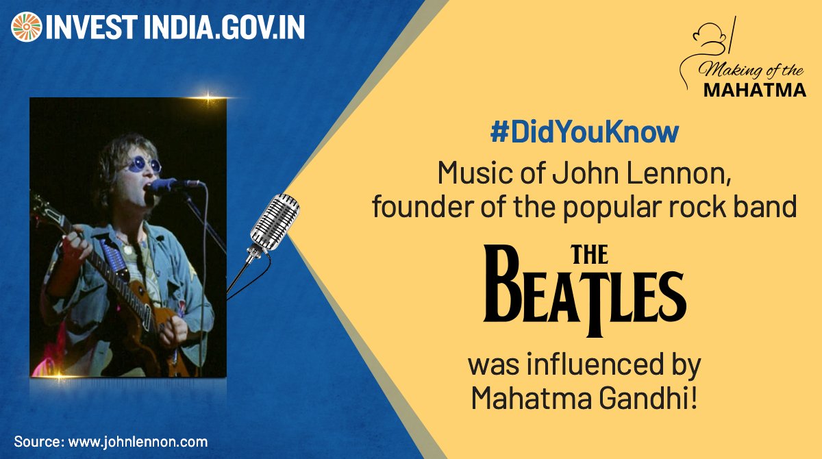 investindia's tweet photo. #MakingoftheMahatma
John Lennon’s iconic song #Imagine was inspired by Gandhi’s iconic quote ‘We need to be the change we wish to see in this world!’
#HowMohanBecameMahatma #GandhiJayanti https://t.co/jPP9OBg6sG