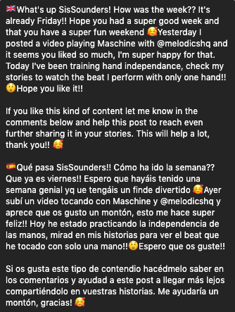 SestraSound's tweet photo. #FridayMotivation I'm making so much progress with fingerdrumming and #Maschine that I'm super motivated. Check my stories on IG, I'm uploading exclusive videos performing beats =) https://t.co/t15O4ZkhDy