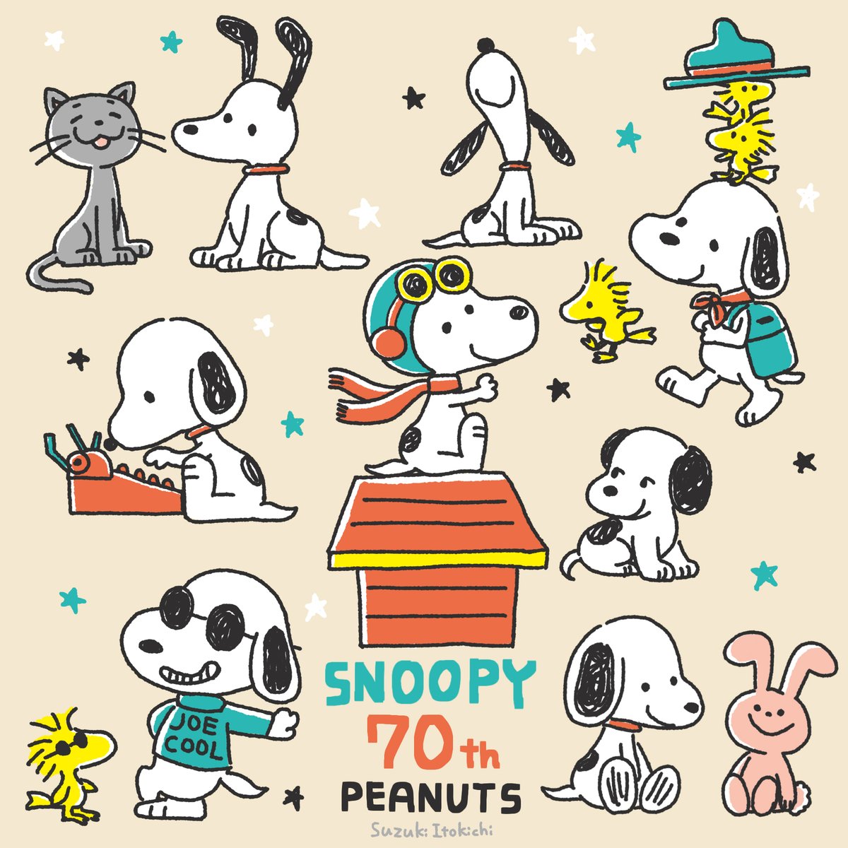 すずきいときち イラストレーター 在 Twitter 上 今日10月2日は スヌーピーの日 です 1950年10月2日に原作の漫画の連載がスタートし 今年70周年だそうです 大好きなスヌーピーのファンアートを描きました スヌーピー Snoopy Peanuts70 Snoopy70