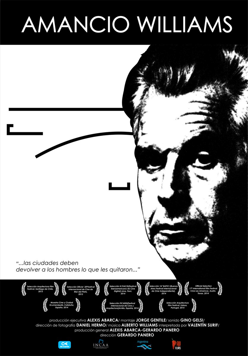 Desde el 5 hasta el 9 de octubre se podrá ver el documental
Título: Amancio Williams. El link será publicado el 5-10-2020.
