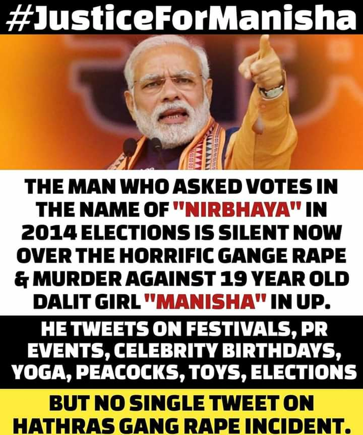 Aimiminquilab's tweet photo. THIS MAN WHO ASKED VOTE IN THE NAME OF NIRBHAYA"IN 2014 ELECTION. BETI BACHO , BETI BACHO,
BETI BACHO.
#TrumpHasCovid
#ShameOnYouDM_Hathras 
#gandhijayanthi2020
#FridaysWithArmaan
#LalBahadurShastriJayanti
#नाथूराम_गोडसे_जिंदाबाद
#PredictAndWinWithMyntra
#JusticeForAmanBaisla https://t.co/qpXdVWWNbm