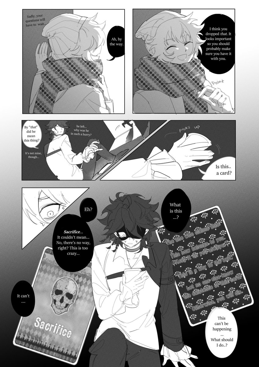 **Read from LEFT to RIGHT**
yttd x danganronpa crossover ft my oc!
alternate title: senjou wakes up in the wrong game (and suffers immediately) 

I really love both games so i wanted to make a crossover! winged it but i actually like how this turned out aaaa,, 