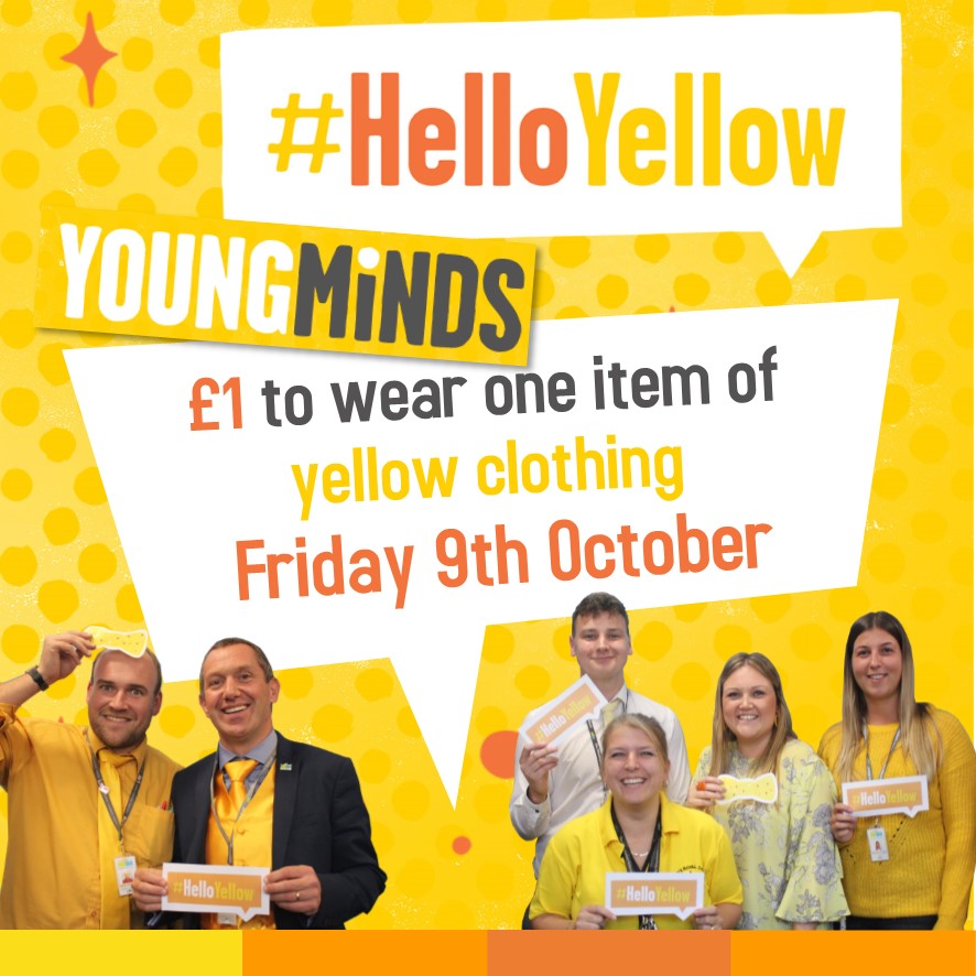 WinstanleySch's tweet photo. Next Friday we will be showing our support for Hello Yellow day! This day is organised by the mental health charity Young Minds and is aimed at getting young people to be aware of and talk about mental health. #HelloYellow @YoungMindsUK #wearyellow https://t.co/m7V1uZWZxR