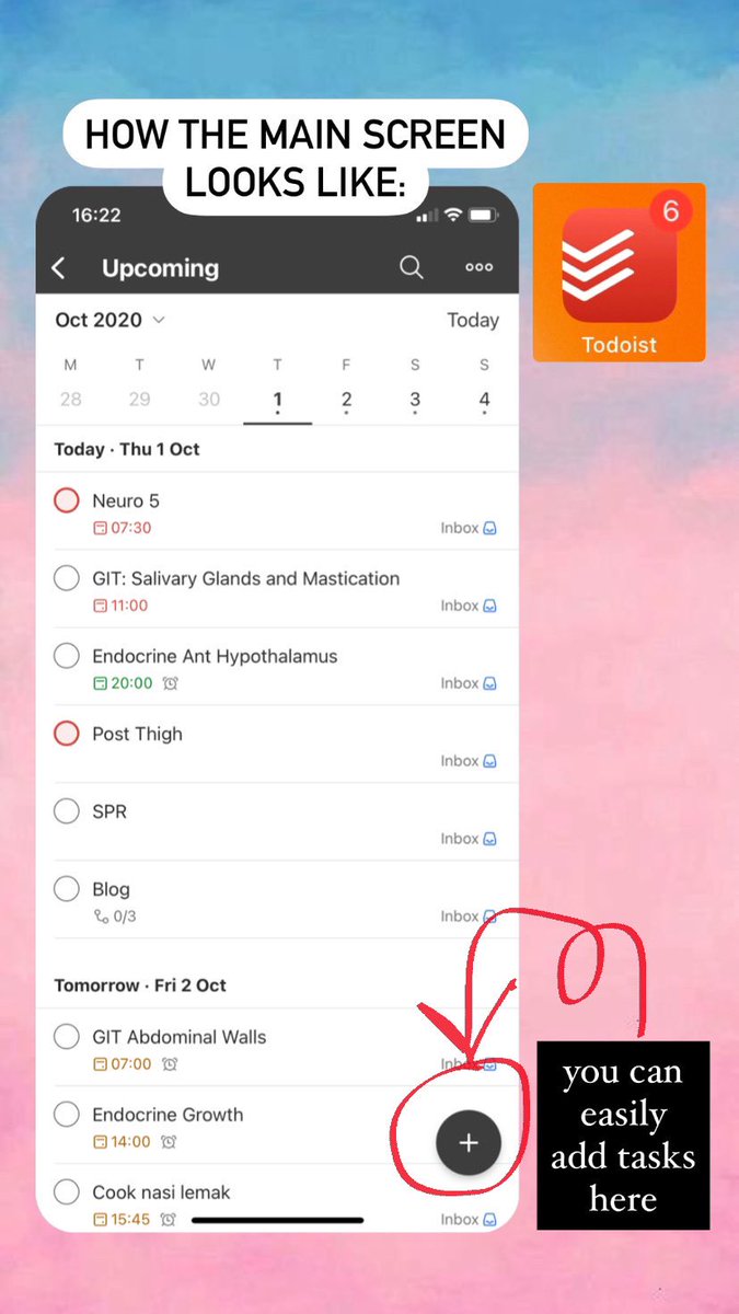 2) TODOISTCost: Free for basic planFunction: Planner, to-do list, habit trackerI used to be a bullet journal girl. Then I used Notion for to do lists. Then I found this app and never looked back.This app had saved me so much time and mess.