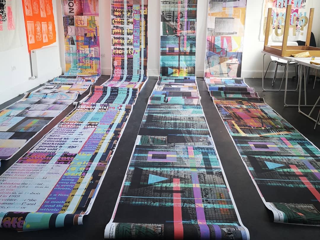 Unravelling.... 
#HOWMUCHISENOUGH #thejustcity
#studio468 @commongrounddub <a href="/CreateIreland/">Create Collaborative Arts</a>
<a href="/artscouncil_ie/">The Arts Council / An Chomhairle Ealaíon</a>
Collective Prints from The Just City Reading group ❤️ <a href="/BroderickEvelyn/">Evelyn</a> <a href="/CMacCaba/">Conor McCabe</a> @qaideen <a href="/aideen_farrell/">Aideen Farrell</a> @KerGuinan @amyplify <a href="/mingness/">Claudine Chen</a> <a href="/enya_moore/">enya moore</a> @Liv_Rezende <a href="/karenetill/">Karen Till</a>