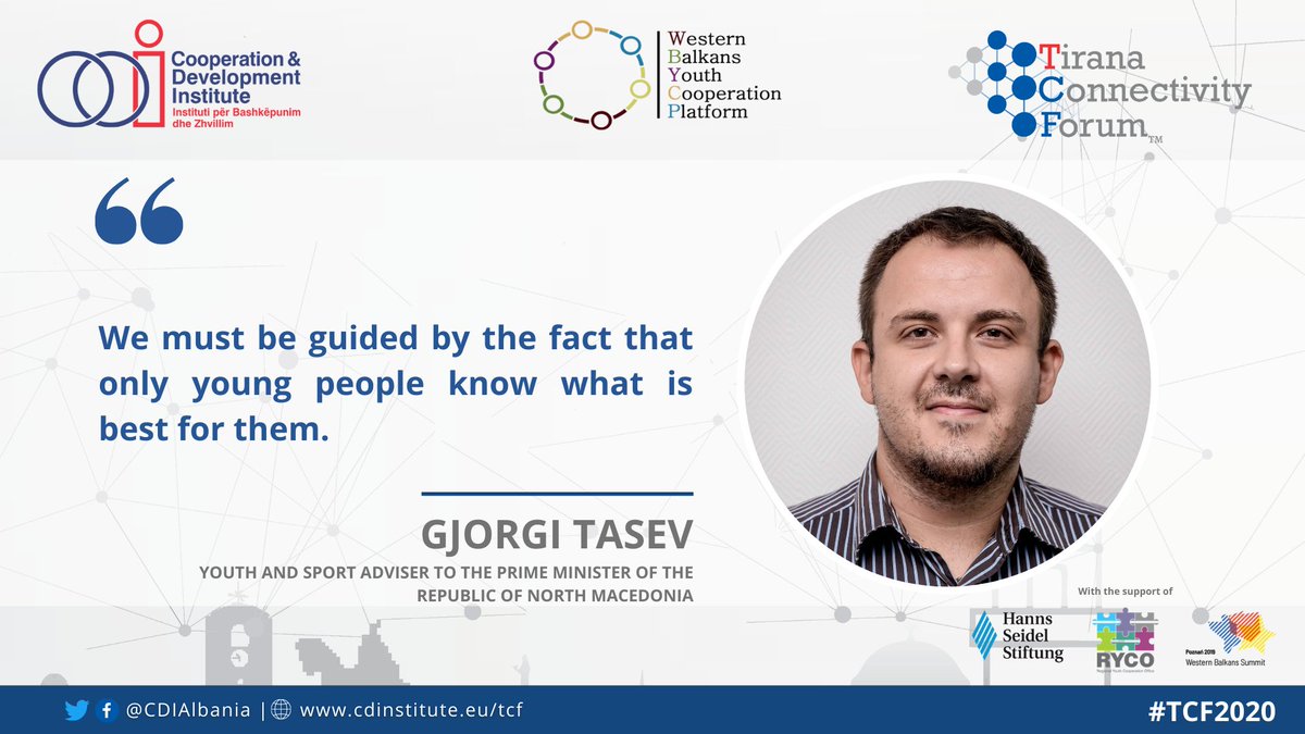 CDIAlbania's tweet photo. 🔴LIVE NOW | Gjorgi Tasev @VladaMK at #TCF2020: "We must be guided by the fact that only young people know what is best for them."
📍 Livestream: https://t.co/CsdaR1iuoT https://t.co/j4FWdqhPbD