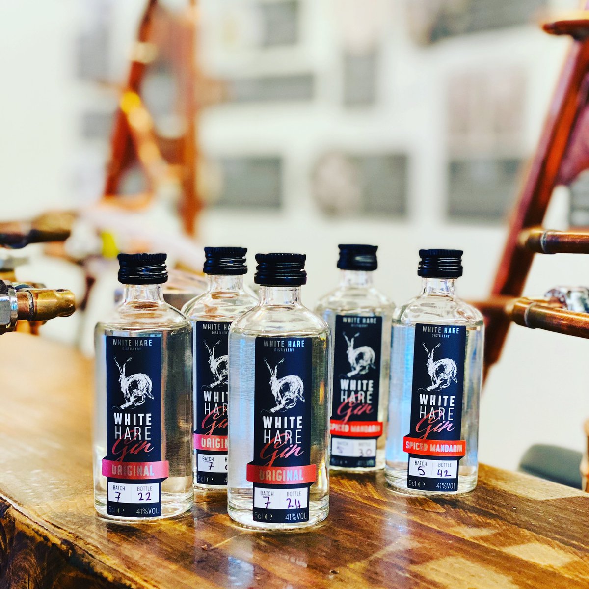 WhiteHareCo's tweet photo. WH Original & WH Spiced Mandarin gin minis are now available from our distillery shop. Enjoy them #distillery #usk #wales #gin #whitehare #Monmouthshire #spiritofthehare https://t.co/RAkZ5ZsGTy