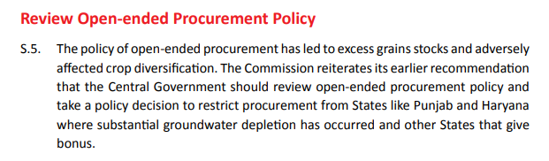 Then from 2015 to 2019, Modi Govt's institutions like  @NITIAayog kept on saying in public that Min Support Procurement is an unviable Mech; then in 2019~20 reports Commission of Agriculture Costs & Pricing started recommending restricting MSP procurement from  #Punjab &  #Haryana