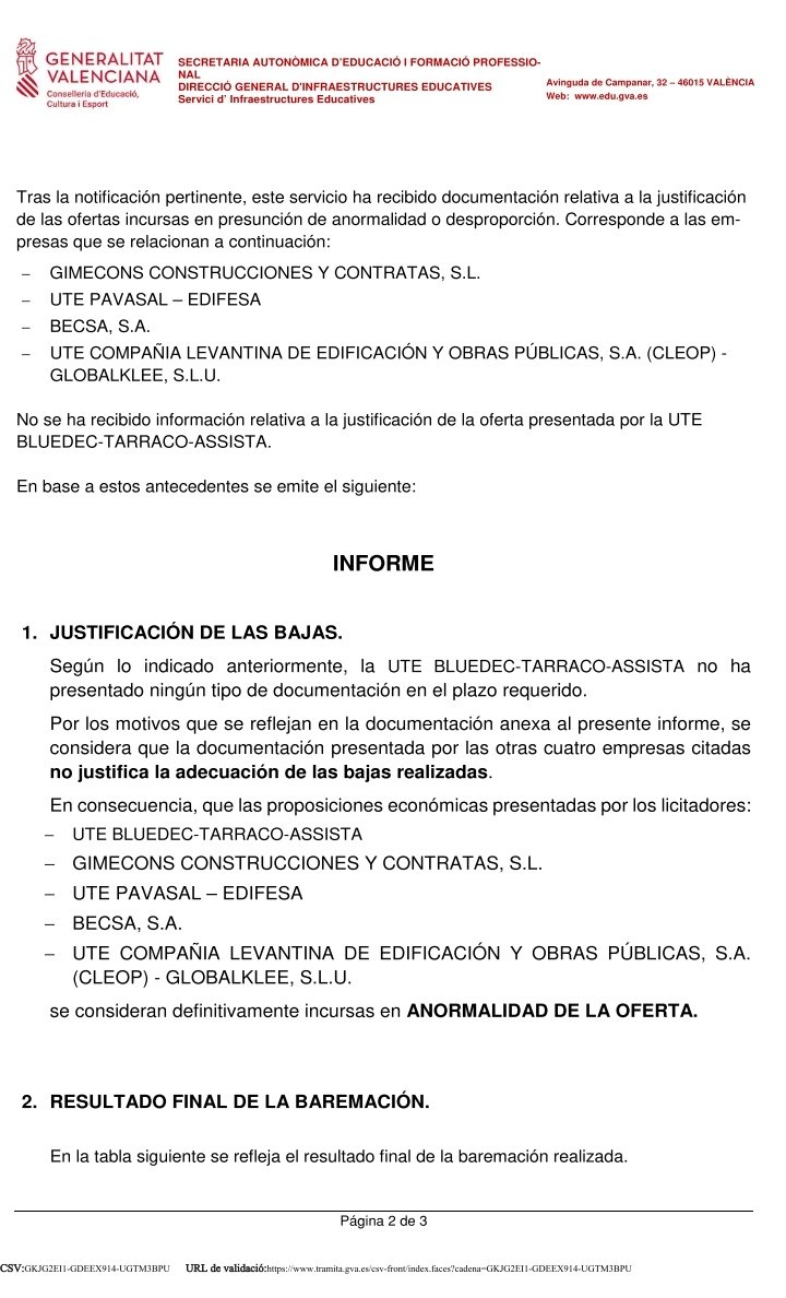 EscolaLesUseres's tweet photo. INFORME TÉCNICO DE BAREMACIÓN CORRESPONDIENTE AL CONCURSO https://t.co/WDCziwfuZF