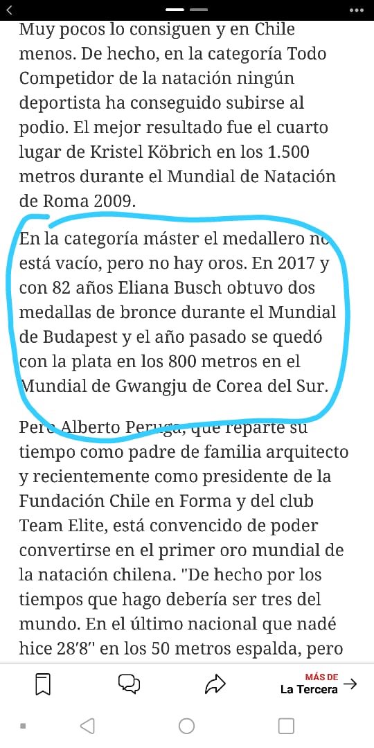 ElianaBuschH's tweet photo. Amigos de @latercera estoy tristemente sorprendida por su falta de rigurosidad. Siendo la única nadadora en la historia de Chile en conseguir un oro en mundial y 3 de plata. Todas en el último mundial de Gwangju Corea del Sur. (Hilo) https://t.co/T3Nk859Wep