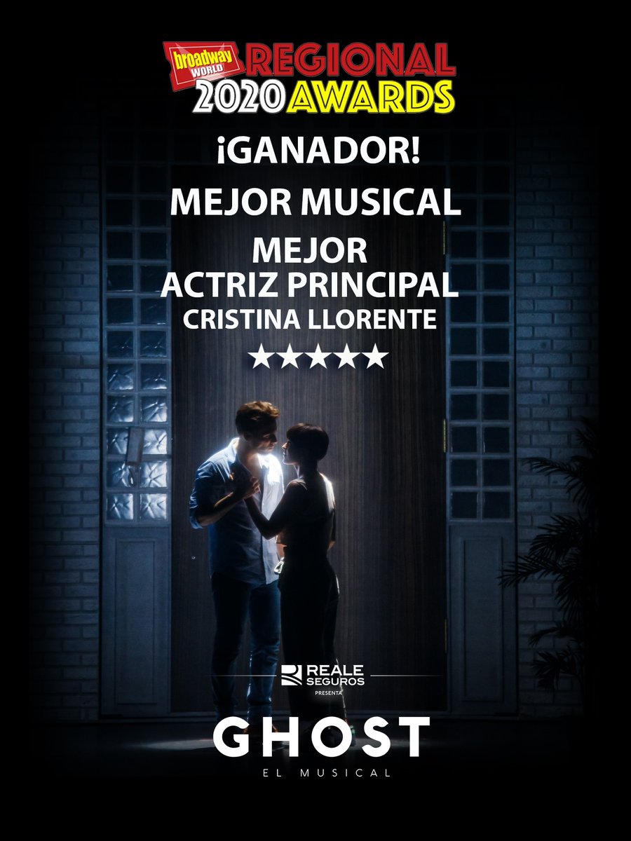 Ghost el Musical - España (@ghostmusicalesp) on Twitter photo ¡GANADOR! En los Premios del Público 2020 de <a href="/BWWSpain/">BroadwayWorld Spain</a>
⭐ Mejor Musical
⭐ Mejor Actriz Principal - 𝘊𝘳𝘪𝘴𝘵𝘪𝘯𝘢 𝘓𝘭𝘰𝘳𝘦𝘯𝘵𝘦
🙏 Gracias a todos los que nos habéis votado y nuestro patrocinador <a href="/RealeSeguros1/">Reale Seguros</a> por ayudarnos a hacerlo realidad. ¡GANADOR! En los Premios del Público 2020 de <a href="/BWWSpain/">BroadwayWorld Spain</a>
⭐ Mejor Musical
⭐ Mejor Actriz Principal - 𝘊𝘳𝘪𝘴𝘵𝘪𝘯𝘢 𝘓𝘭𝘰𝘳𝘦𝘯𝘵𝘦
🙏 Gracias a todos los que nos habéis votado y nuestro patrocinador <a href="/RealeSeguros1/">Reale Seguros</a> por ayudarnos a hacerlo realidad.