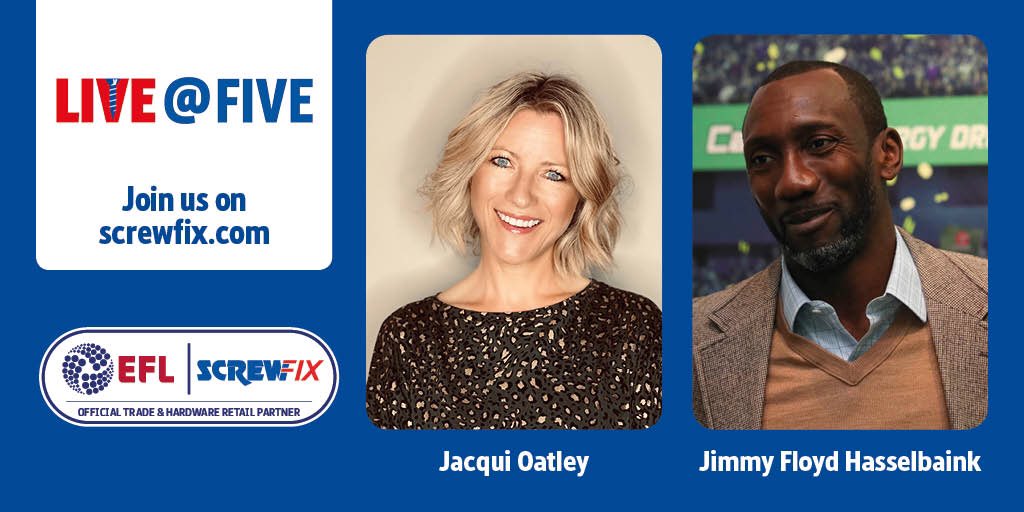 Question time! Jimmy Floyd Hasselbaink 🟧 is our Q&A guest on ‘Live at 5’ today on Screwfix.com. What question would you like Jimmy to answer? #SFLiveJimmy #ScrewfixLive #CFC #LUFC #Boro #CAFC #CardiffCity