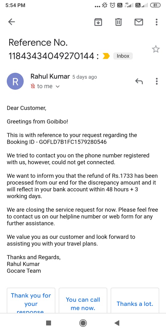 Abhi93Jeet's tweet image. Finally after all these tweets! On 25th I got a call from #Goibibo team saying that my refund is initiated and will be processed in next 48 hours. 
BUT it's been 7days after that mail &amp;amp; call, and I have NOT received my refund amount. 
@ICICIBank @ICICIBank_Care

#FRUSTATING