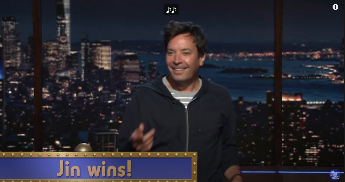 Poor Jimmy, he was so confused why Jin won with that minimalistic "dance" Hopefully my tweet above clarifies why; Jin's dance was objectively and equal parts hilarious and ridiculous from a Korean point of view and since the judges were 6 Korean men...  @jimmyfallon