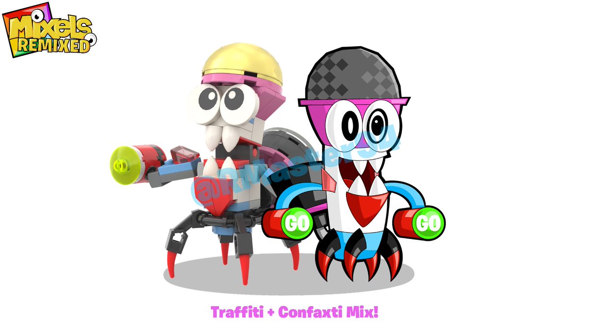 RMaster94's tweet photo. “MIX TO THE MAX!!”
And finally, here are the Mixes and Murps! Which consists of Haulto and Tweatza, Confaxti and Traffiti and finally, Demohni and Muffi! (With their additional #LEGO Models!)
#MxlsRmxd1st #MixelsRemixed #LEGOMixels #Mixels #MixMaxorMurp #CartoonNetwork #Cartoons https://t.co/w7CCxgwJmT