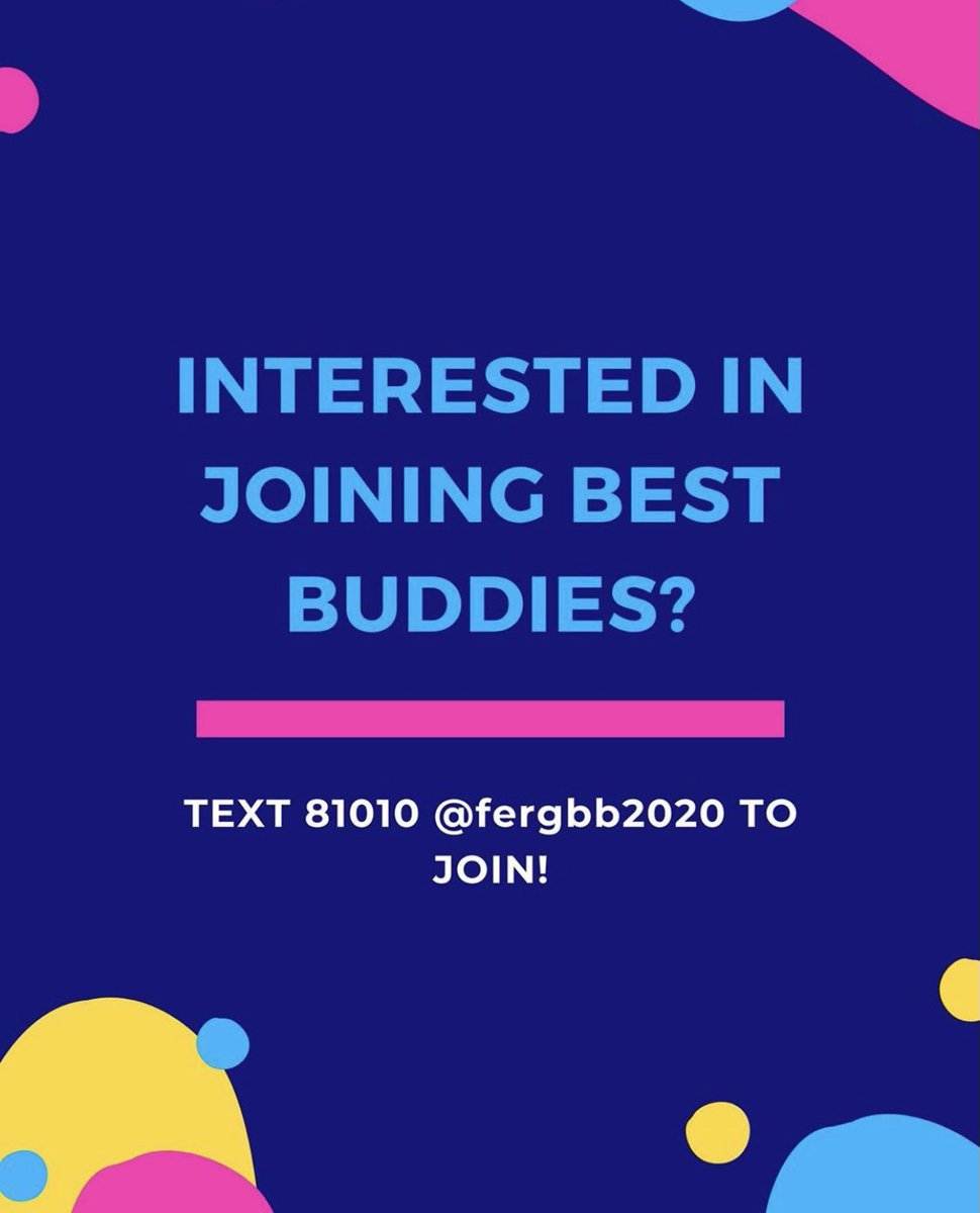 Fergbestbuddies's tweet photo. Check out the link in our bio! Fill out the form that correlates to the member you want to be this school year. Any questions... feel free to DM us💙 #bestbuddies https://t.co/1O4c6F2NQQ