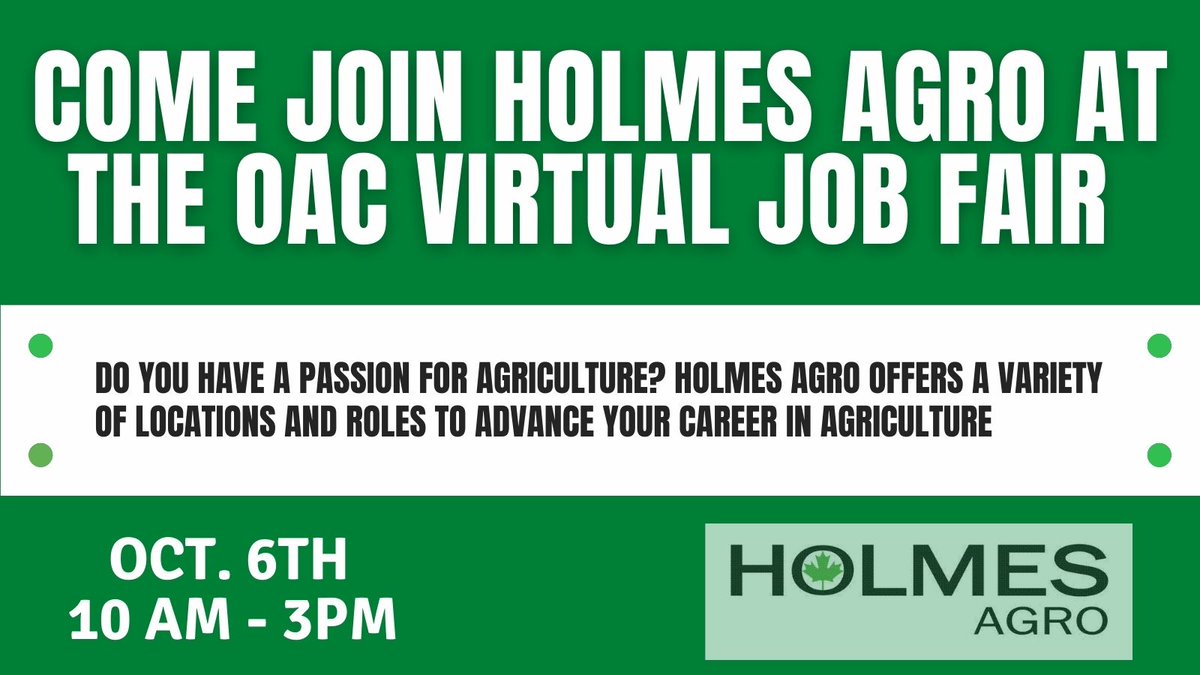 Hey UoG Students! Join us at the OAC Virtual Job Fair October 6th from 10 am to 2 pm. See you there!