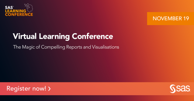 billbevan1's tweet image. Learn how to create engaging and interactive reports, build dashboards and add visualisation. Don’t miss this opportunity to develop your expertise and enjoy an inspiring day of fun and networking. #LC2020 #LearnSASOnline bit.ly/3cSbfFF