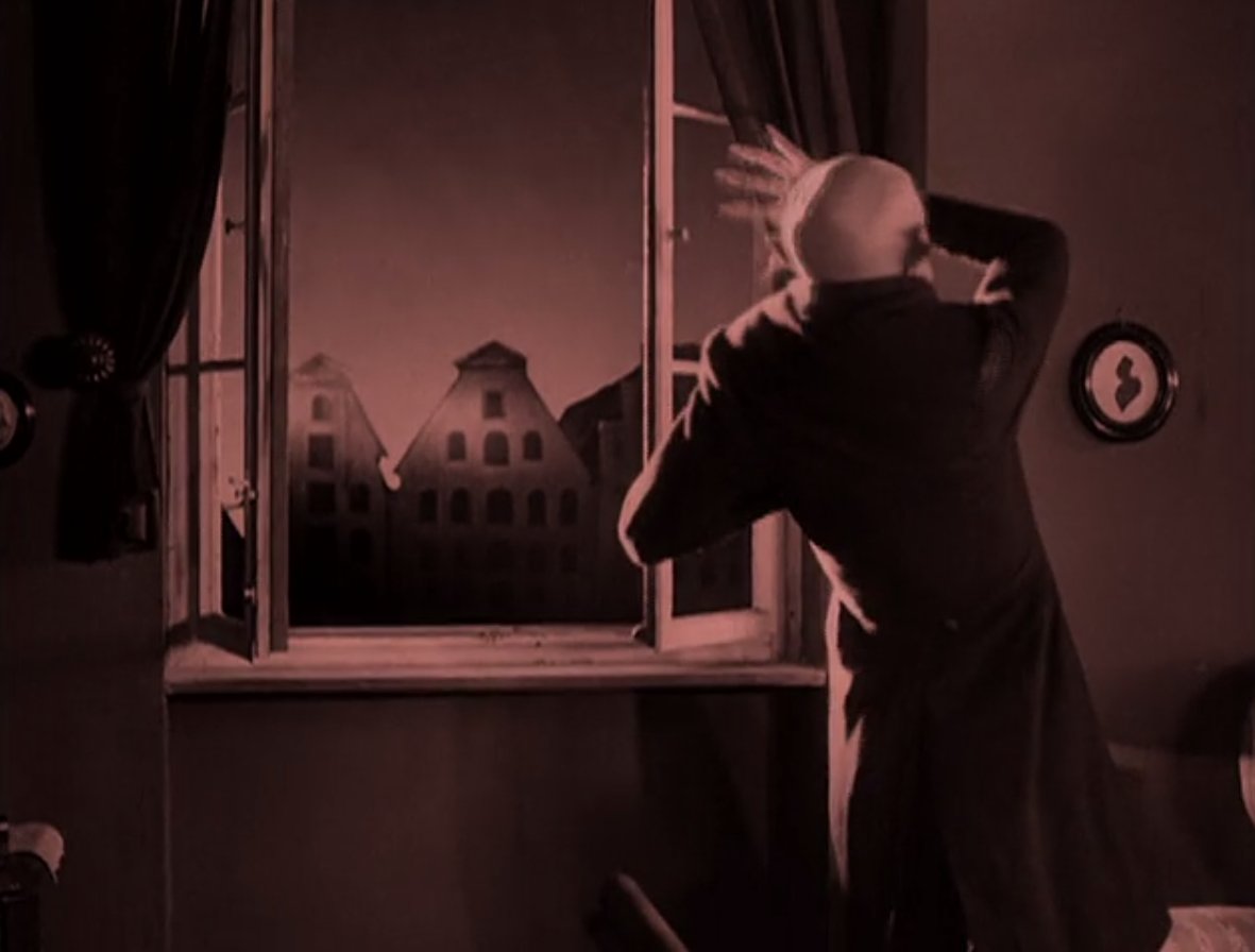 A thing I love about NOSFERATU is the way Murnau uses different colored filters for different times of day. Yellow for day, blue for night, and red for dawn.