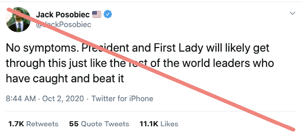 12. This is not accurate. According to the White House Chief of Staff Mark Meadows, the president is exhibiting mild symptoms. Source:  http://nytimes.com/live/2020/10/02/us/trump-vs-biden?referringSource=articleShare#trumps-virus-case-is-mild-so-far-with-cold-like-symptoms