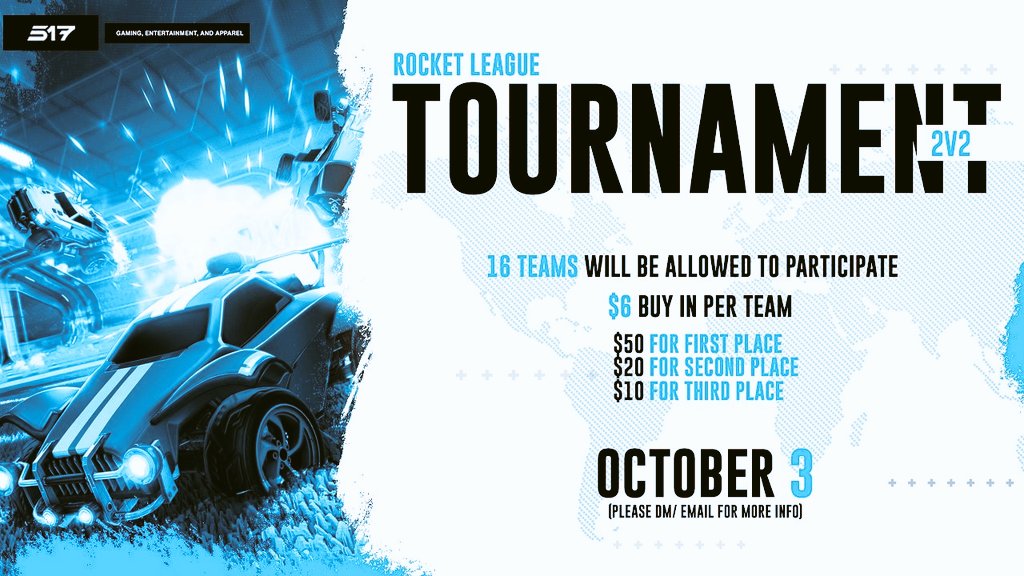 SnowApe__'s tweet image. 🚨 ONLY 1 DAY LEFT 🚨

Team 517
2v2 Rocket League Tournament!

🔥🔥 Saturday October 3rd🔥🔥

8pm US-EST🕗
$6 Per team 💵
$80 Prize Pool 💵

🙋‍♂️SIGN UP LINK IN COMMENT
#rocketleague