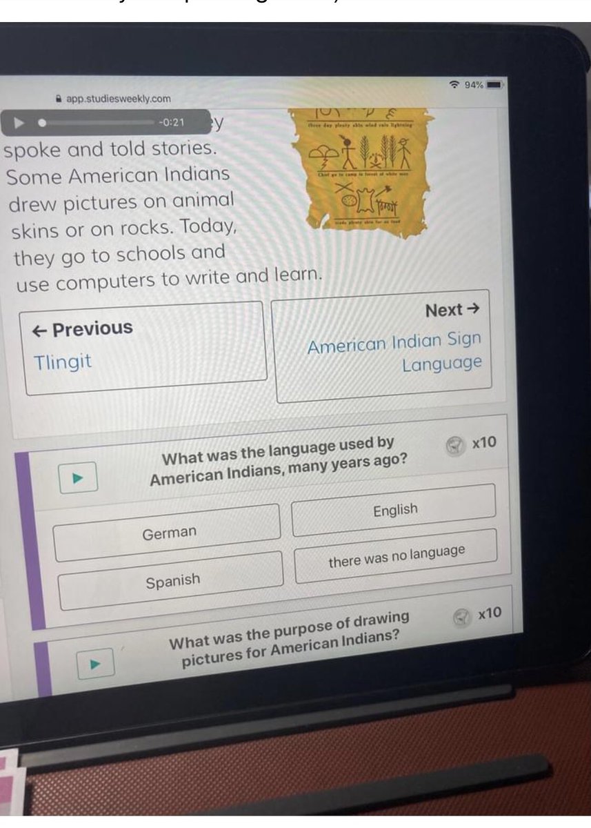 lancedgardner's tweet photo. Is Lakeside Joint School District in Los Gatos really using an online curriculum to teach children that indigenous people had no spoken language before European colonization? What other school districts are using @studiesweekly? @TonyThurmond @CADeptEd https://t.co/AgOIHmj0sC