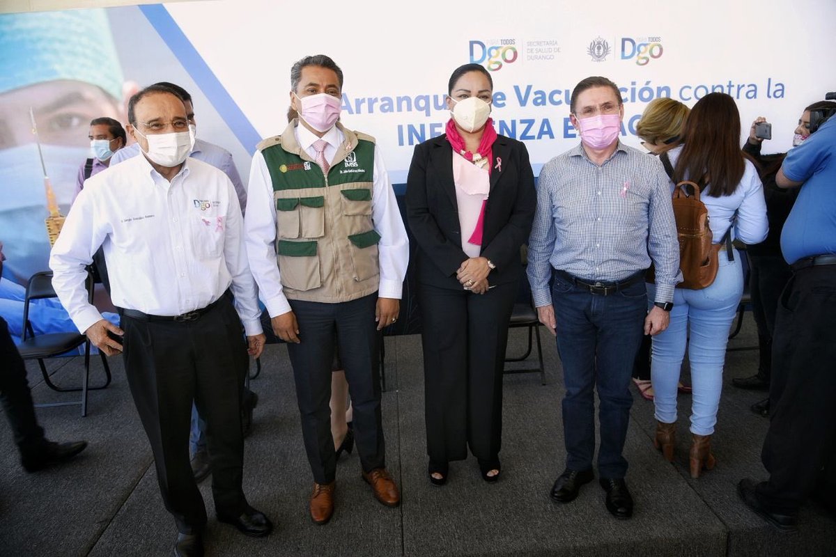 AispuroDurango's tweet photo. Arrancamos la campaña de vacunación contra la influenza estacional en #LaLaguna, junto a los alcaldes @HomeroMartinezC de #Lerdo, @mary_sol011 de #Mapimí y Alejandro Rodríguez de #Tlahualilo, así como el Dr. Julio Gutiérrez Méndez, en representación de @IMSS_DURANGO. https://t.co/fmTmFqmaJi