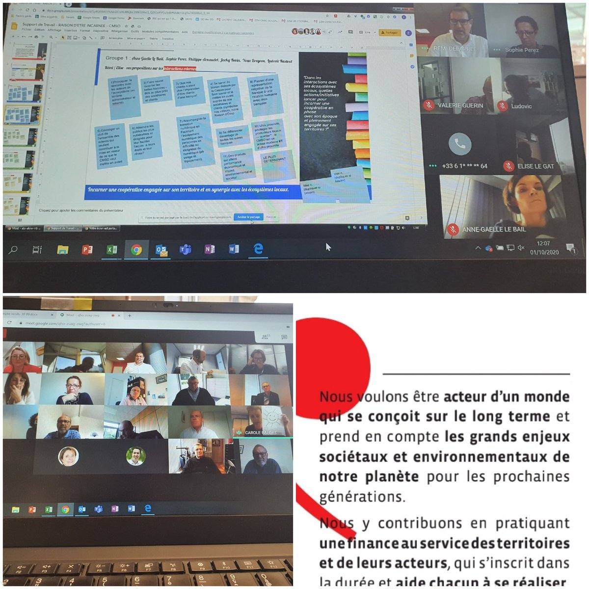Très heureux Participation Atelier collaboratif <a href="/CMSudOuest/">CMSudOuest</a> avec d'autres administrateurs et @BordeauxMecenes Imaginer actions &amp; Incarner notre "Raison d'Etre"
Rêver de projets et partager nos idées pour les collaborateurs, clients et sociétaires
Donner des Raisons d'En Être !