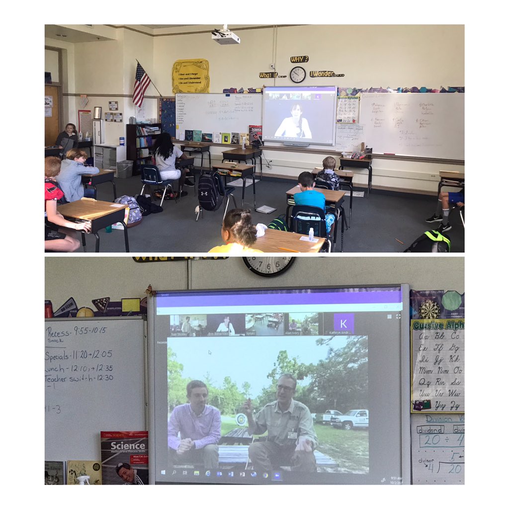 Mrs. Stickley’s 5th grade class was so engaged in a virtual field trip with Silver River Museum.  Great way to learn about Force and Motion by seeing a demonstration of an atlatl spear in action. #silverrivermuseum