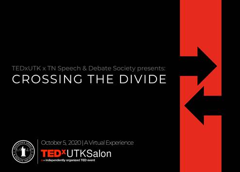 UTK_URF's tweet photo. Tune in on Oct 5 to catch the @TEDxUTK Salon: Crossing the Divide, an event that will explore different ways to effectively communicate with people who may have different opinions and views. https://t.co/OF7MmV3FTB