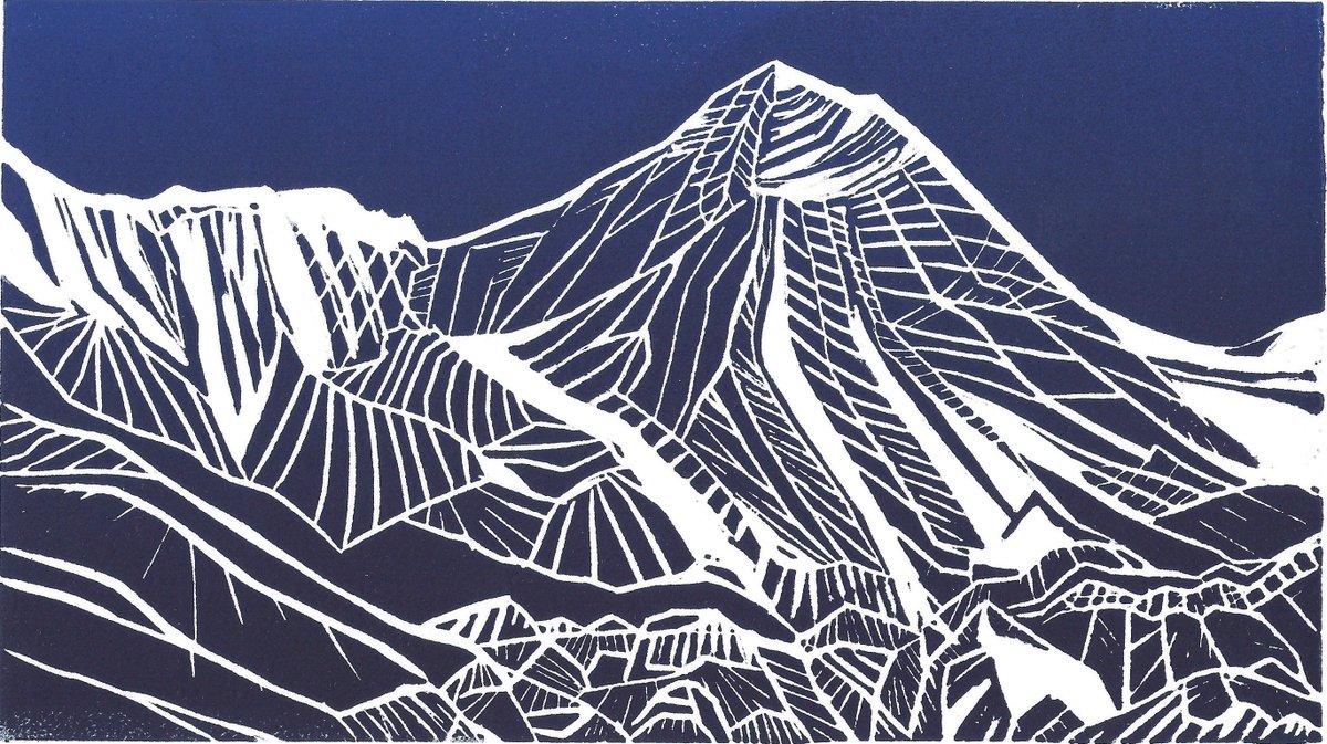 krhodesartist's tweet photo. New Mountain Skyline series of original linocut prints now available to purchase via my website. https://t.co/OxLFOoO7D3 #Everest #MonteFitzRoy #AiguilleDuDru. Which mountain skyline should I do next? Let me know your favourite mountain. @theoutdoorcity @UKClimbing https://t.co/IxC9PI9P5h
