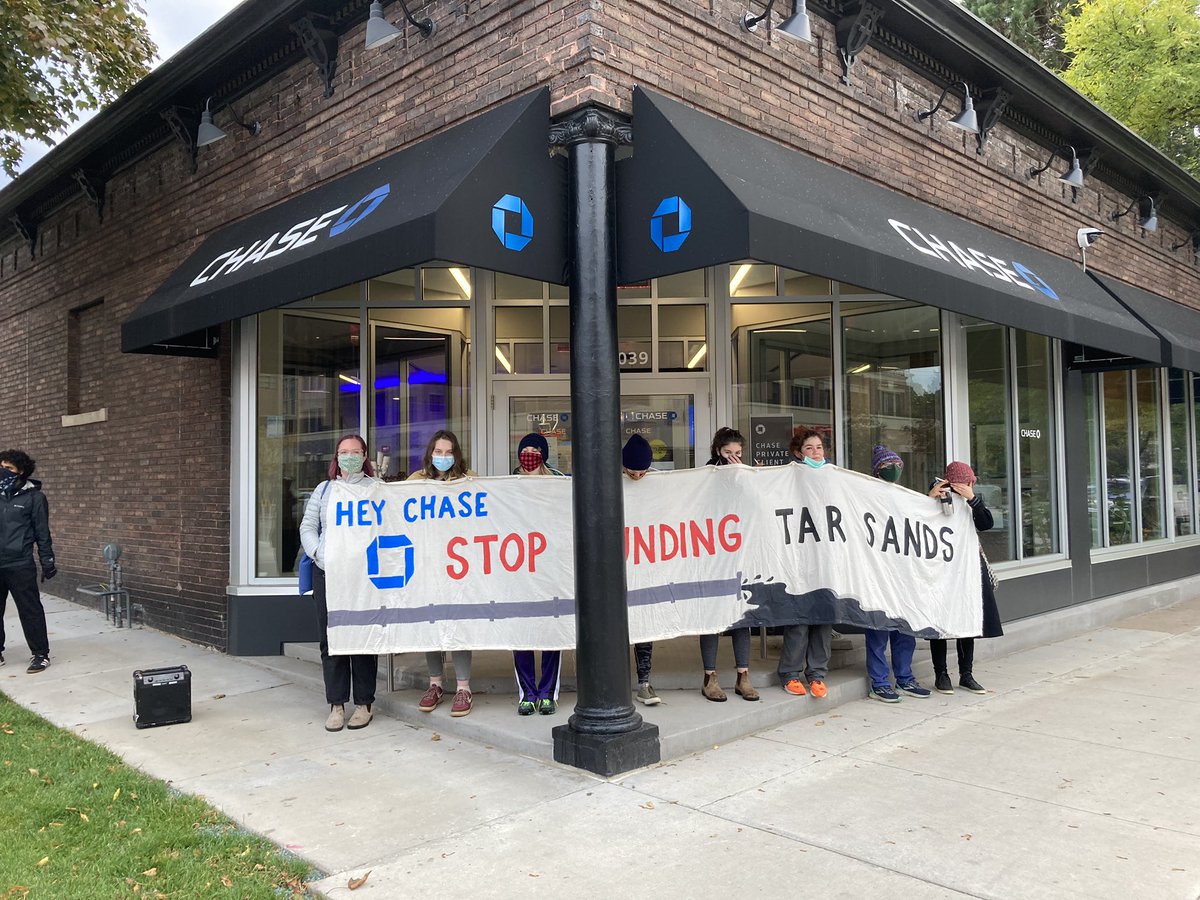 Breaking: 30 youth leaders blockade <a href="/Chase/">Chase</a> in St. Paul to demand it defund #tarsands, respect Indigenous rights, and #StopLine3 for nation day of action.