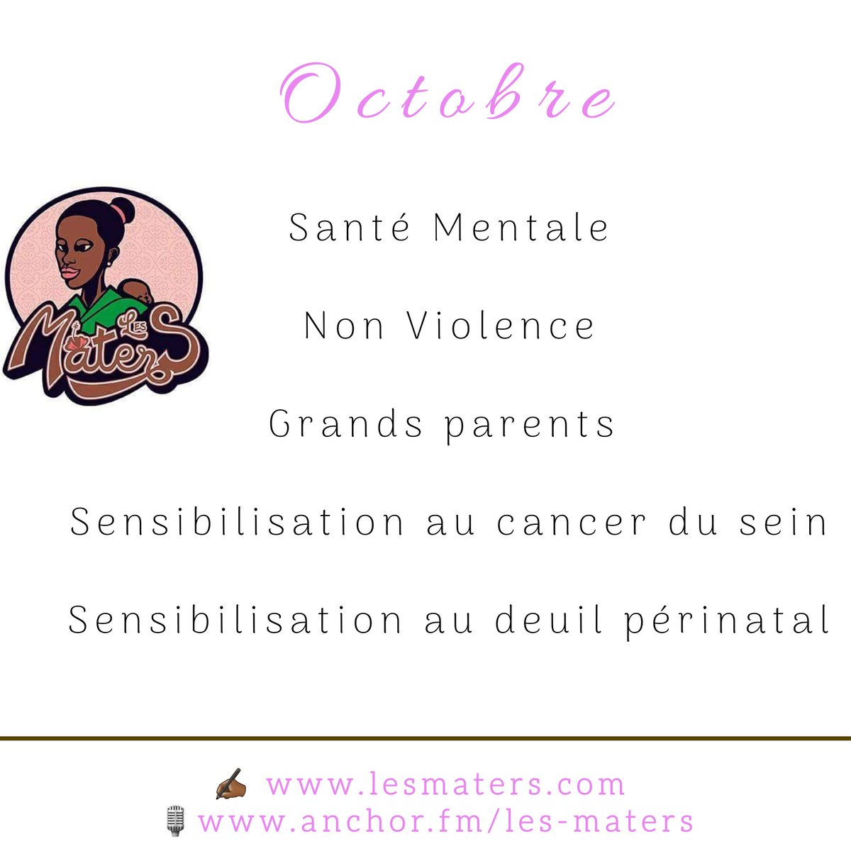 Voici les journées internationales qui retiennent notre attention pour ce mois d'octobre qui démarre. Quel sujet vous parle plus ?
Bon mois d'octobre chère communauté 🍃
#octobre #femmes #maternite
