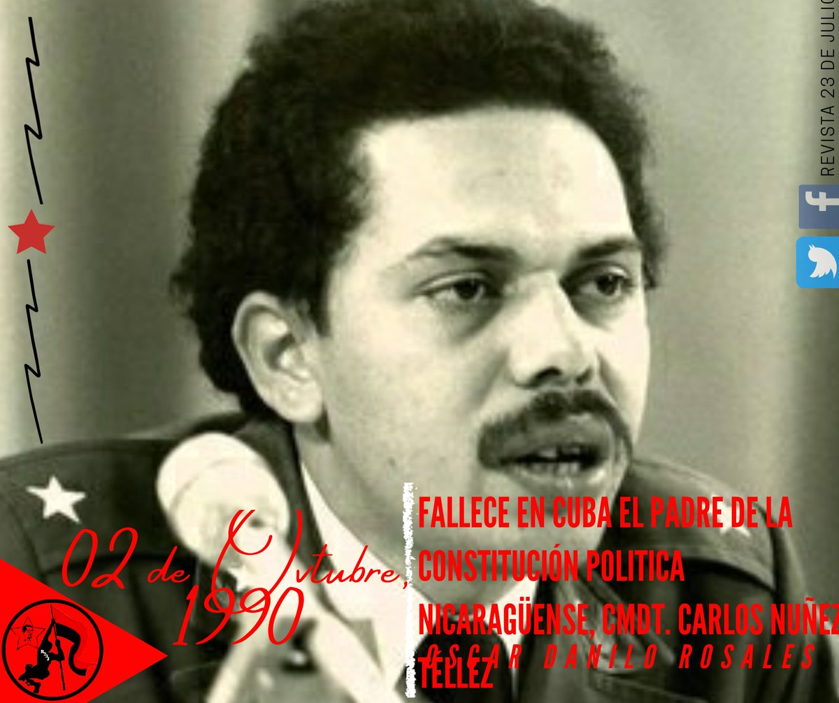 #InsurrecciónDeLaEsperanza | Un 02 de Octubre de 1990, falleció en La Habana, Cuba, el Comandante de la Revolución, Carlos Núñez Téllez “Roque”.

¡HONOR Y GLORIA A NUESTROS HÉROES Y MÁRTIRES! ✊🔴⚫🇳🇮

#PatriaLibrePuroCorazon
#ManaguaSandinista
#R23J