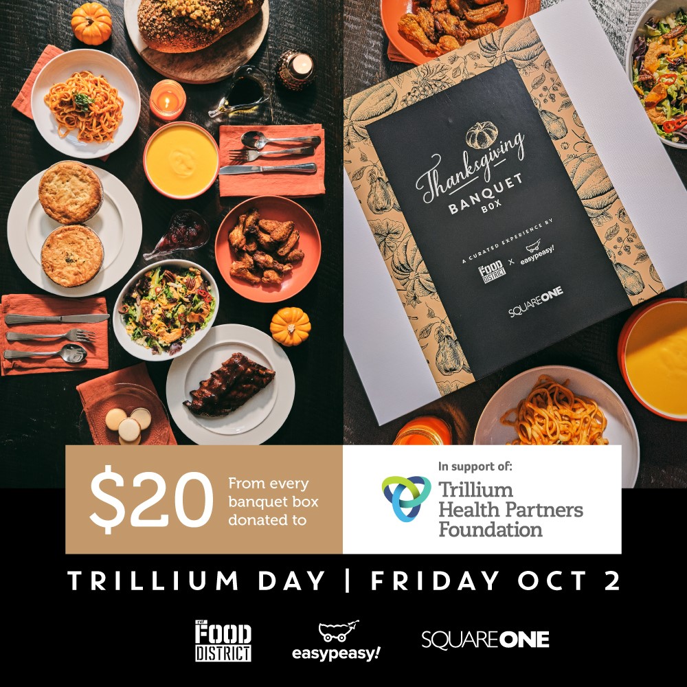 THP_foundation's tweet photo. With thanks to @shopSQUAREONE, The Food District &amp; Easy Peasy Toronto, $20 from every #Thanksgiving Banquet Box—a delivered-to-your-door foodie experience—sold 𝗧𝗢𝗗𝗔𝗬 will be donated in support of THP hospitals.

For details and to order yours, visit: https://t.co/v1yFVWWz3p https://t.co/vbjWAtbRCG