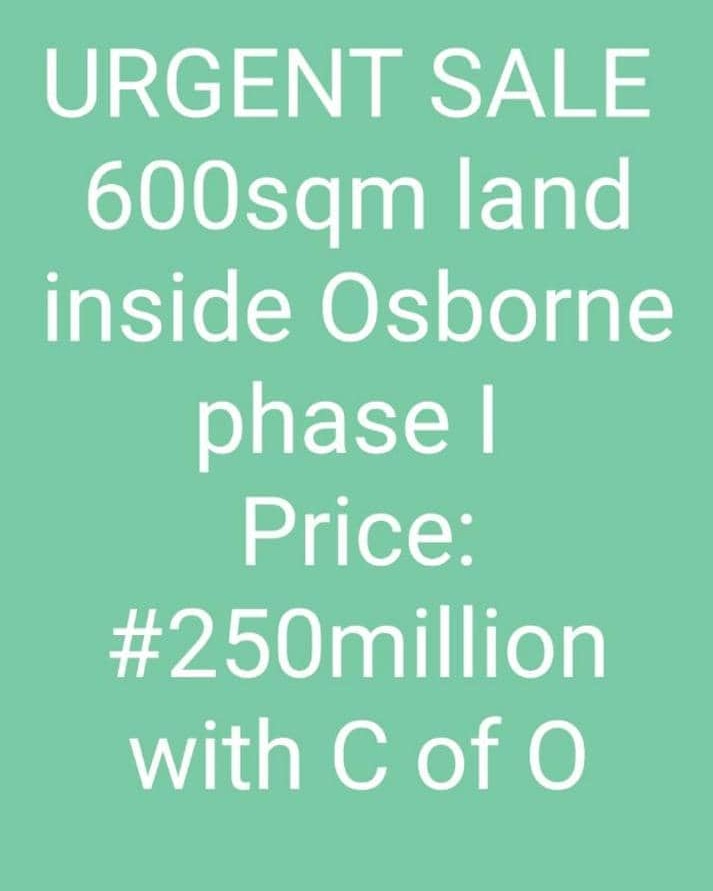 ubosieleh_co's tweet image. LAND FOR SALE

LAND AREA: 600 M²

LOCATION: OSBORNE PHASE 1, IKOYI, LAGOS.

PRICE: 250 MILLION NAIRA

TITLE: C OF O

For details, 
CALL: 08076092379,
EMAIL: Snwuba@ubosieleh.com
________________________

#investment #Island #propertyinvestment  #property #NigerianProperty | dubai
