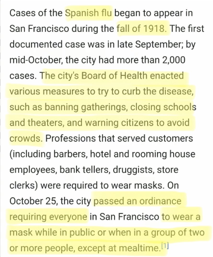 First documented case started in the fall 1918 Cities quickly adapted the same measures and ordinances we are still using today Even a masks in public “except at mealtime”