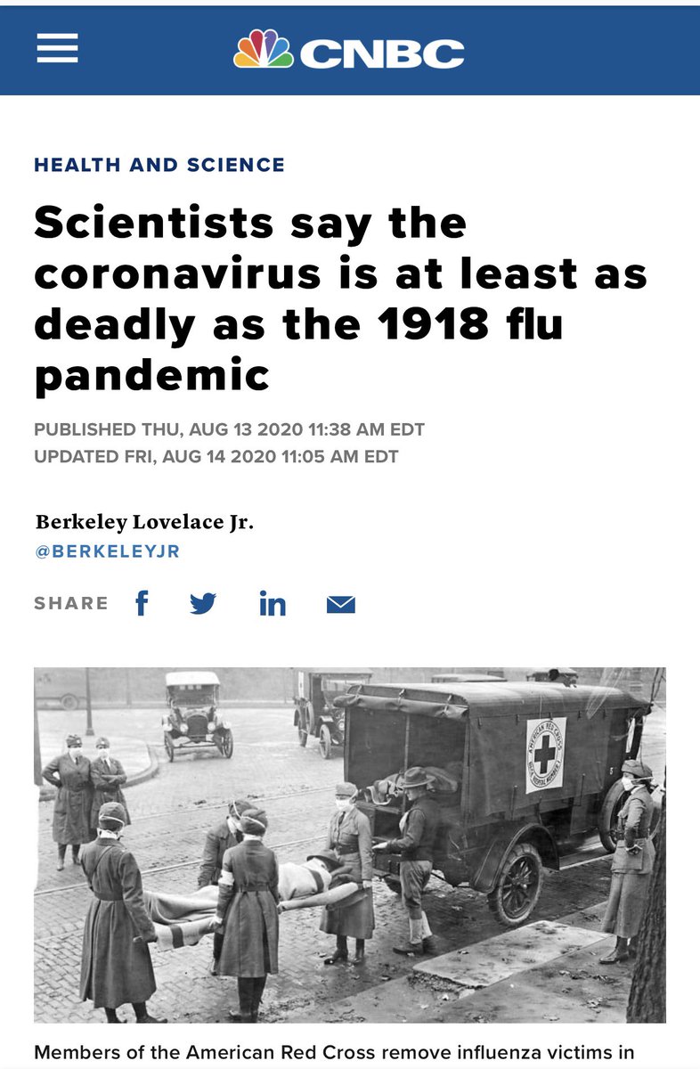 Cases continued to surge with over 6 million deaths in the span of 12 weeks worldwideMedia made sure to pump fear - “Flu 5x deadlier than World War” Same fear monger today - “May double before vaccine” and “Coronavirus...as deadly as 1918 flu pandemic”