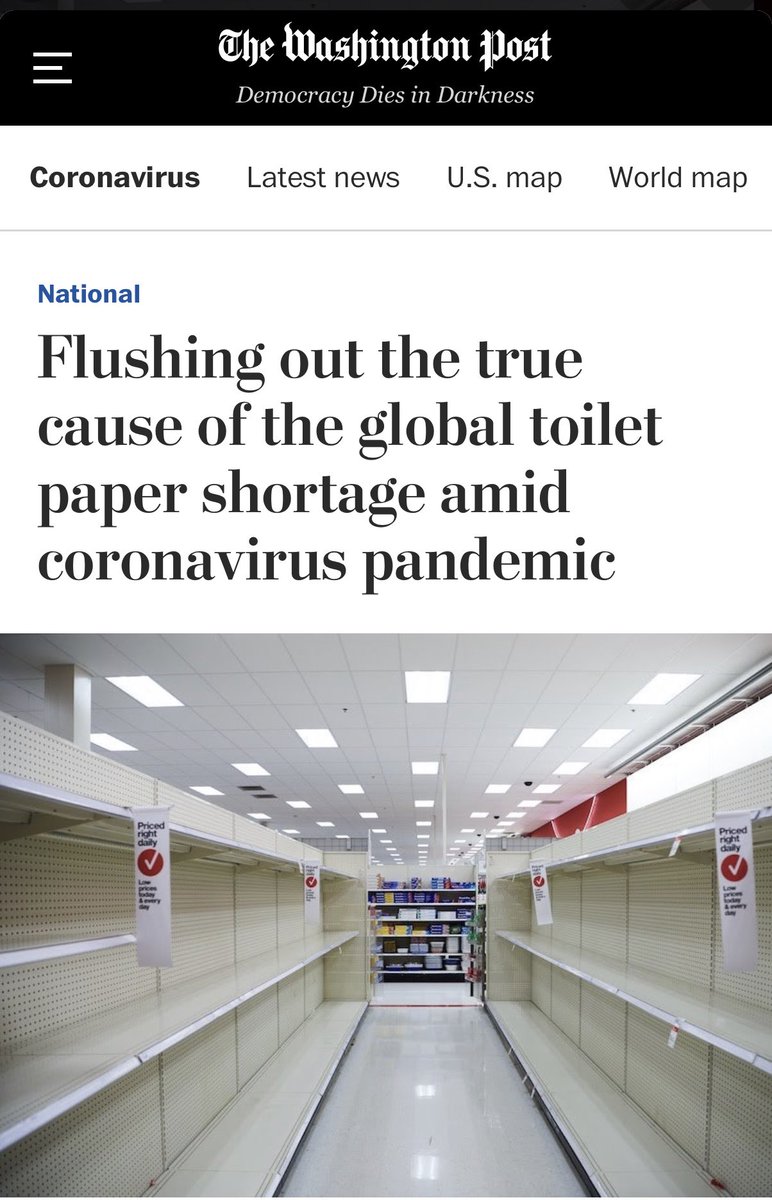 Great shortages were pushed to sell the seriousness of the outbreak and help legitimacy of the figures If Covid is a respiratory issue, not digestive, why the toilet paper shortage?