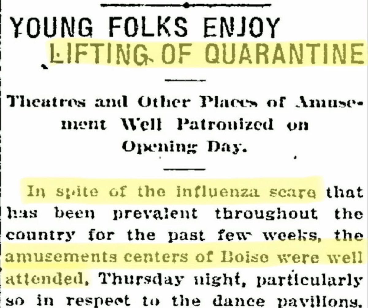 The plandemic began to lose traction, lifting the quarantine “in spite” of the influenza “scare” Referred to as a “ridiculous state of affairs” by a “panic stricken government” that had “unfairly forced citizens to mope and home and get influenza of the brain.”