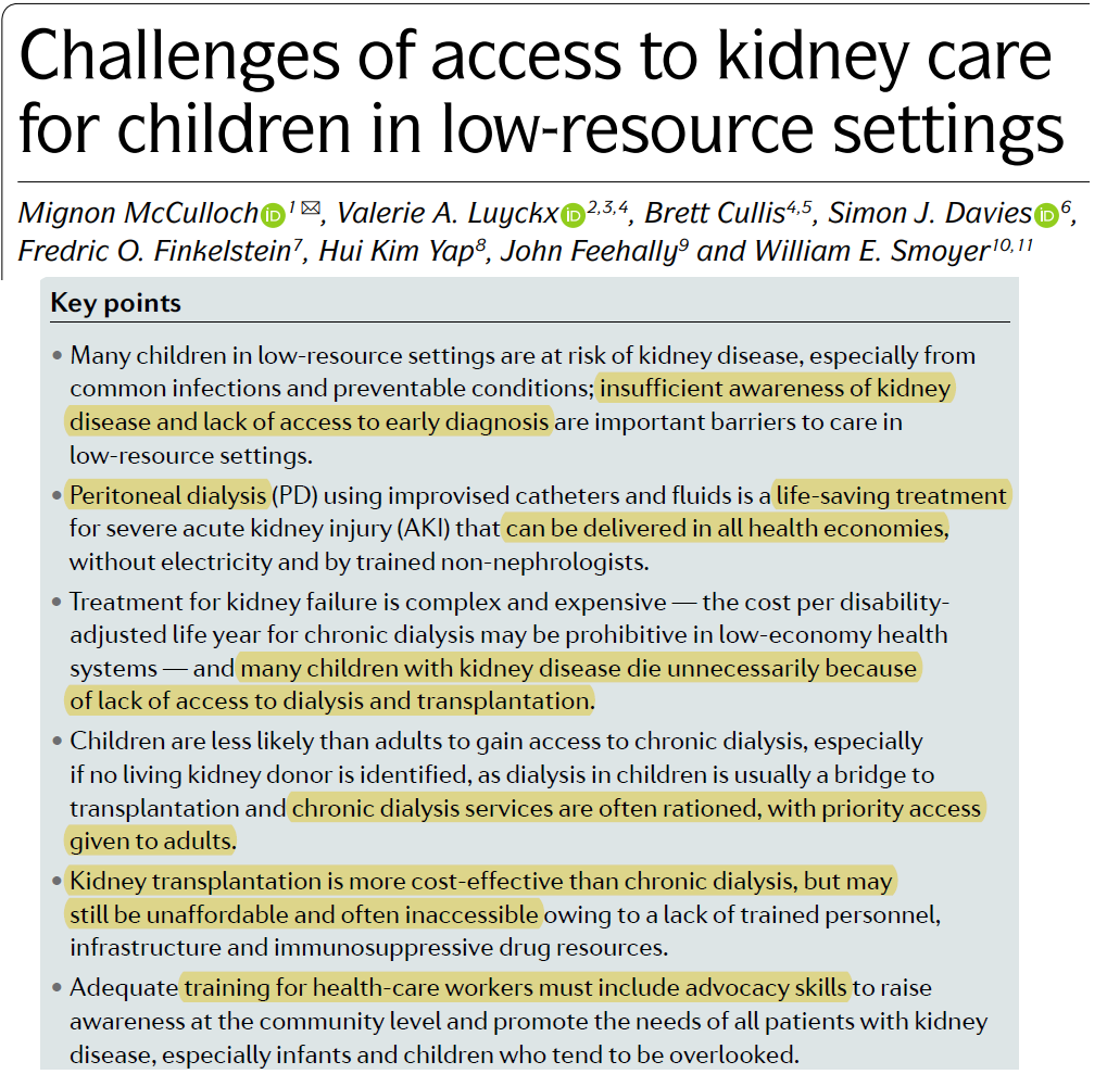 NatRevNeph's tweet photo. New online! @MignonMcCulloch, @valerie_luyckx and colleagues examine strategies to improve the care of children with kidney disease in low-resource settings. https://t.co/TjMTLG3UFn #CKD #AKI https://t.co/paBT8JTLFc