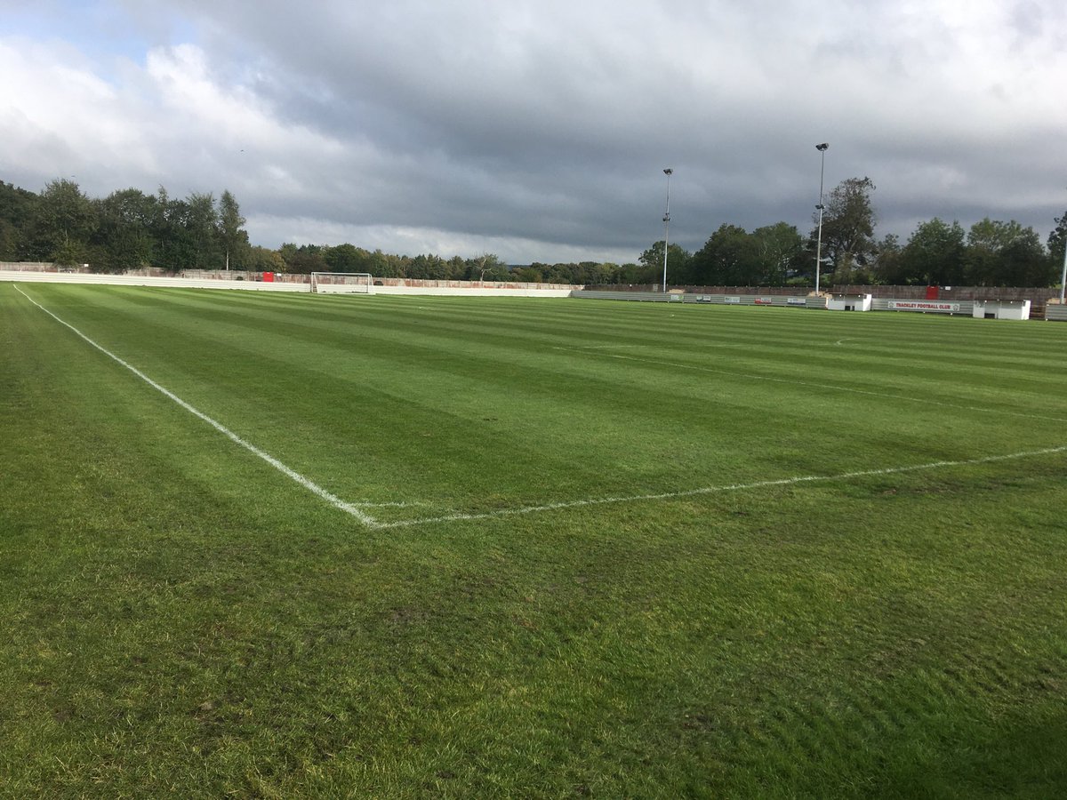 BeakerTAFC's tweet image. Dennyfield looking pristine after being vertidrained this morning. Looking good for tomorrow’s home game against Maltby MW. 
3.00 pm kick off.
