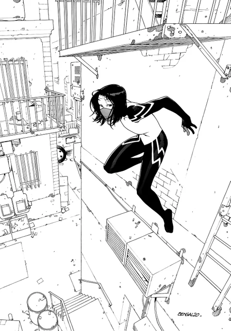 #Silk commission, with a bit of screentone because it's fun to do.
Might color it later on. 